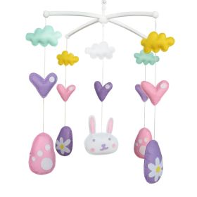 Pink Purple Easter Rabbits Eggs Baby Crib Mobile Infant Room Nursery Decor Hanging Musical Mobile Crib Toy