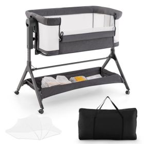 Height Adjustable Bedside Sleeper with Storage Bag and Soft Mattress for Baby