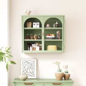 27.56"Glass Doors Modern Two-door Wall Cabinet with Featuring Three-tier Storage