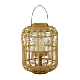 The Novogratz Brown Bamboo Handmade Decorative Candle Lantern with Handle