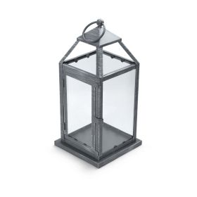 Elements 12-inch Classic Metal Decorative Lantern in Gray