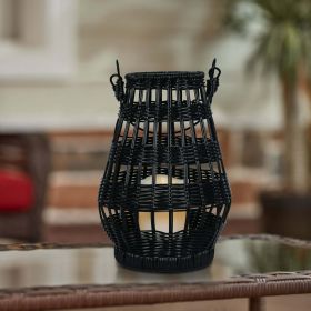 Better Homes & Gardens Decorative Black Rattan Battery Powered Outdoor Lantern with Removable LED Candle