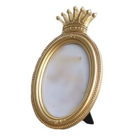 Oval Shape 5x7 Picture Frame Golden Crown Resin Photo Frame Vintage Photo Frame Decorative Display Picture Frame