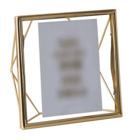 Golden 3.5x5 Glass Picture Frame Ornament Creative Simple Wedding Photo Frame Metal Geometric Picture Frame Ornament