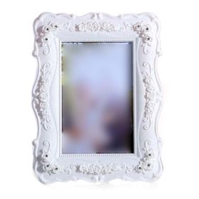 White 4x6 Rhinestone Resin Picture Frame Desktop Display Rose Wedding Photo Carved Photo Frame