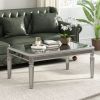 ON-TREND Sleek Glass Mirrored Coffee Table with Adjustable Legs, Easy Assembly Cocktail Table with Sturdy Design, Luxury Contemporary Center Table for