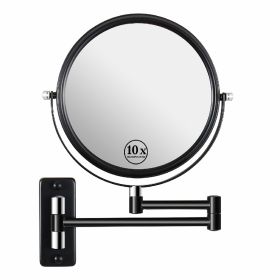 8-inch Wall Mounted Makeup Vanity Mirror, 1X / 10X Magnification Mirror, 360¬∞ Swivel with Extension Arm (Black&Chrome)