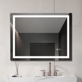 28*36LED Lighted Bathroom Wall Mounted Mirror with High Lumen Anti-Fog Separately Control Dimmer Function