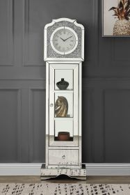 ACME Noralie GRANDFATHER CLOCK Mirrored & Faux Diamonds AC00309