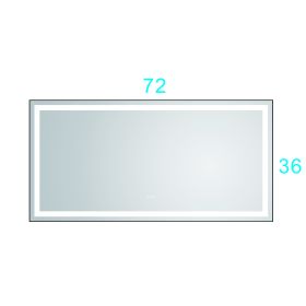 72 in. W x 36 in. H Black Framed LED Single Bathroom Vanity Mirror in Polished Crystal Bathroom Vanity LED Mirror with 3 Color Lights Mirror for Bathr