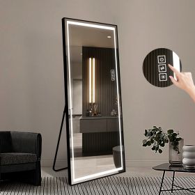 LED Mirror Full Length Mirror with Lights Wide Standing Tall Full Size Mirror for Bedroom Giant Full Body Mirror Large Floor Mirror with Lights Stand