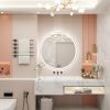 28 Inch Round Backlit Bathroom Mirror, LED round mirror with lighting strip, waterproof LED strip with adjustable 3-color and dimmable lighting,Touch