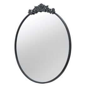 36" x 39" Classic Design Mirror with Round Shape and Baroque Inspired Frame for Bathroom, Entryway Console Lean Against Wall