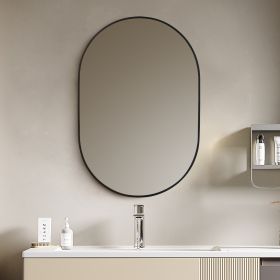 24inch Oval Framed Mirror,matte black border