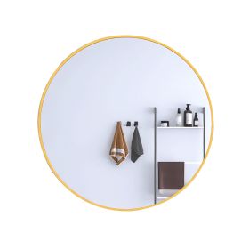 24" Wall Round Circle Mirror Bathroom Make Up Vanity Mirror - Golden