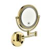 8 Inch LED Wall Mount Two-Sided Magnifying Makeup Vanity Mirror 12 Inch Extension Gold Finish 1X/3X Magnification Plug 360 Degree Rotation Waterproof