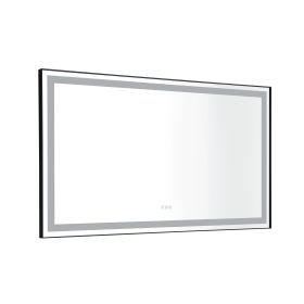 60*36 LED Lighted Bathroom Wall Mounted Mirror with High Lumen+Anti-Fog Separately Control
