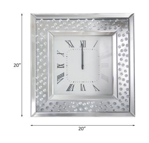 ACME Nysa Wall Clock in Mirrored & Faux Crystals 97394