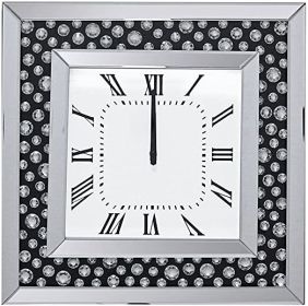 ACME Marku Wall Clock in Mirrored & Faux GemStones 97402