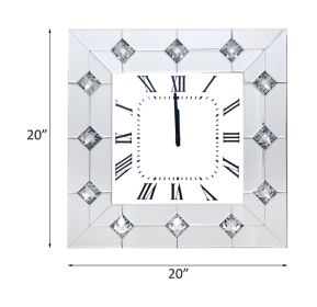 ACME Hessa Wall Clock in Mirrored & Faux Rhinestones 97406