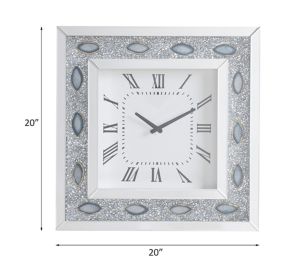 ACME Sonia Wall Clock in Mirrored & Faux Agate 97047