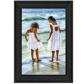 "Two Girls at the Beach" By Georgia Janisse, Ready to Hang Framed Print, Black Frame