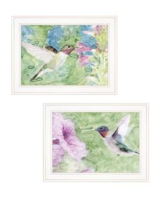 "Humming Bird 1 & 2" 2-Piece Vignette by Stellar Design Studio, Ready to Hang Framed Print, White Frame