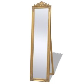 Free-Standing Mirror Baroque Style 63"x15.7" Gold