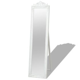 Free-Standing Mirror Baroque Style 63"x15.7" White