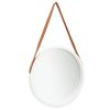 Wall Mirror with Strap 16.7" White