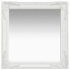 Wall Mirror Baroque Style 23.6"x23.6" White