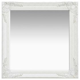 Wall Mirror Baroque Style 23.6"x23.6" White
