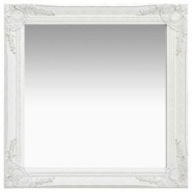 Wall Mirror Baroque Style 23.6"x23.6" White