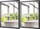 2 Packs 18x24 Rectangle Simplistic Wall Mirrors Black Hanging Mirror for Bathroom, Living Room, Bedroom