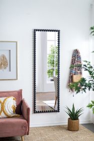 23" x 72" Full Length Mirror with Metal Beaded Frame, Rectangular Oversized Mirror for Living Room Bedroom, Black