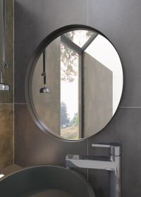 ONLY PICK UP 24" Metal Round Wall Mirror Black Bathroom Entryway Mirror