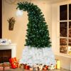 6FT Hinged Fir Artificial Fir Bent Top Christmas Tree, Xmas Tree Bendable Santa Hat Style Christmas Tree Holiday Decoration, 1250 Lush Branch Tips, 30