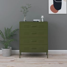 Chest of Drawers Olive Green 31.5"x13.8"x40" Steel