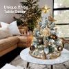 2ft Mini Christmas Tree with Light Artificial Small Tabletop Woodland Christmas Decoration with Flocked Snow;  Exquisite Decor & Xmas Ornaments for Ta