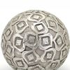 Handcrafted Decorative Orb Ball, Textured, Polyresin and Glass, Set of 3, Antique Silver