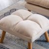 Soft Comfortable 1pc Accent Click Clack Chair with Ottoman Beige Fabric Upholstered Oak Finish Legs Living Room Furniture