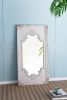 29" x 54" Distressed White Mirror with Solid Wood Frame, French Country Floor Mirror for Living Room Bedroom Entryway