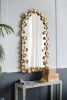 51.5" x 29" Full Length Arched Wall Mirror with Golden Leaf Accents, Decorative Mirror for Living Room Bedroom