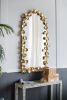 51.5" x 29" Full Length Arched Wall Mirror with Golden Leaf Accents, Decorative Mirror for Living Room Bedroom