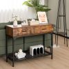 2 Drawers Console Table with Metal Frame for Living Room