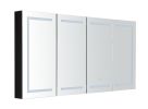 72 in. W x 36 in. H LED Large Rectangular Black Aluminum Alloy Surface Mount Medicine Cabinet with Mirror