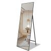 Black 65 x 22 In Metal Stand full-length mirror