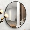 28" Wall Round Circle Mirror Bathroom Make Up Vanity Mirror - Black