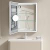 30x20 inch Medicine Cabinets With Mirror Aluminum Lighted Bathroom Medicine Cabinet Adjustable Glass Shelves White Left Open