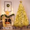 GO 7 FT White Christmas Tree with 500 LED Warm Lights, PVC branch, Artificial Holiday Christmas Pine Tree with Star Top